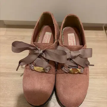 핑크 스웨이드 하이힐 리본 포함 22cm