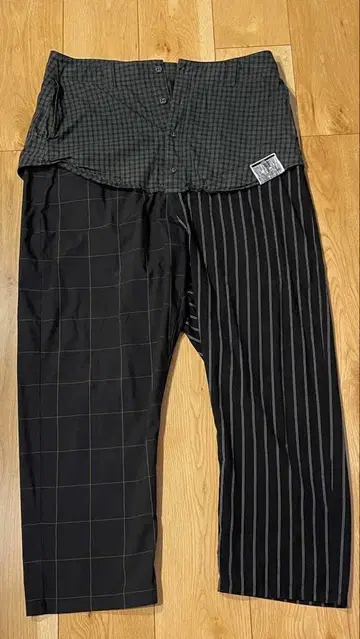 V.O.Y. 체크 무늬 스트라이프 와이드 팬츠 M