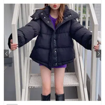 GRL 후드 부착 2way 충전솜 다운 자켓 블랙 택 포함