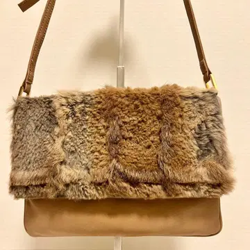 비아 리퍼블리카 숄더백 퍼 포함 카멜 이탈리아제