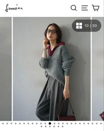 Lumier 바이컬러 카라 부착 니트와 와이드 팬츠 세트 2세트 아이템