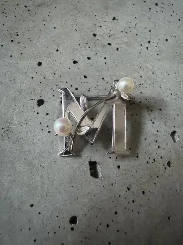 빈티지 M 스털링 실버 브로치 쇼와 레트로