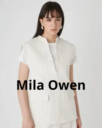 Mila Owen 트위드 플랩 베스트 풀오버 화이트 계열