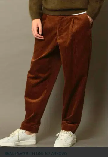 BEAUTY&YOUTH 와이드 테이퍼드 코듀로이 팬츠 브라운