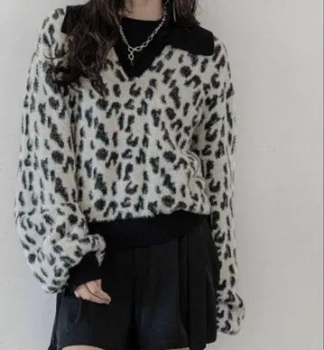 샤기 폴로 니트 풀오버 HARE 미사용 택 포함