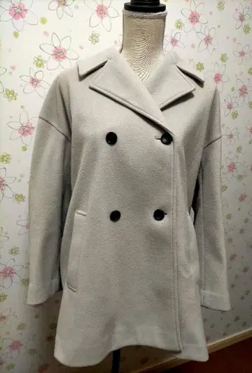 라이트 그레이 더블 브레스트 코트 오버 사이즈