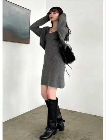 [ 새상품, 미사용 ] FRAY I.D 그레이 니트 셋업