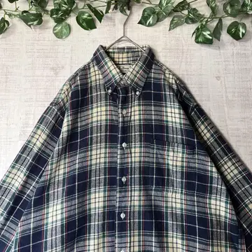 USA제 L.L.Bean 엘엘빈 버튼 다운 셔츠 네이비 계열 체크 M