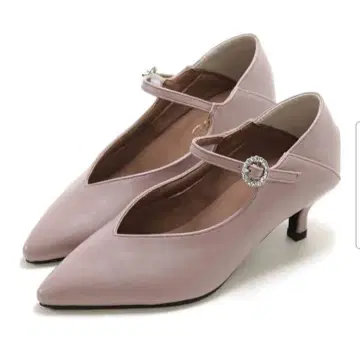 SEST 힐을 밟을 수 있는 펌프스 비쥬 스트랩 핑크 베이지 5cm