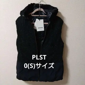 PLST S 사이즈 다운 베스트 네이비 & 블랙, 후드 부착