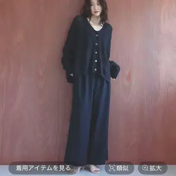 GLOBAL WORK/이지케어 개더 와이드 팬츠 블랙 미사용 새상품