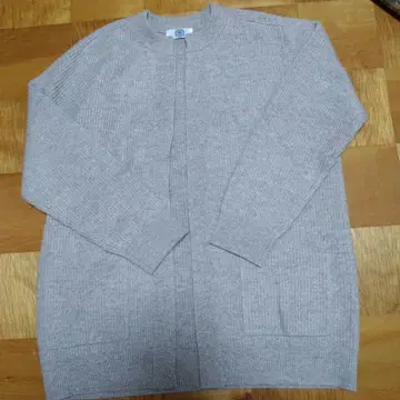 리브 편직 긴팔 가디건