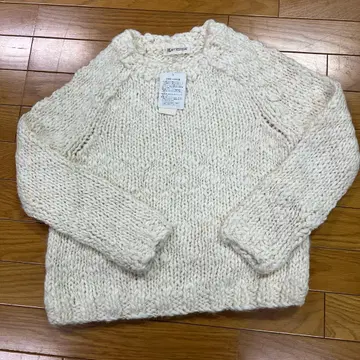 화이트 니트 라메 믹스 스웨터 사이즈 F 미사용 새상품