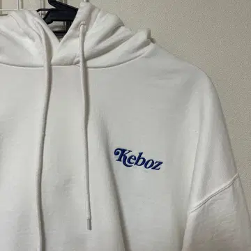 KEBOZ (케보즈) 로고 자수 오버 사이즈 후드 맨투맨 화이트 L