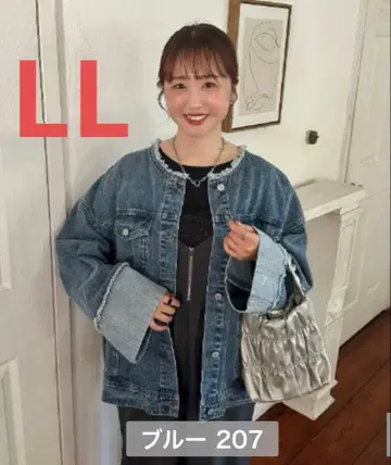 시마무라 Laumeomi 프린지 노카라 데님 자켓 omi