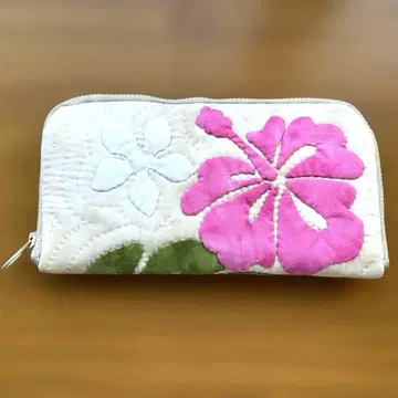 하와이안 퀼트 장지갑 [ 히비스커스와 몬스테라 ] ( 핸드메이드 )