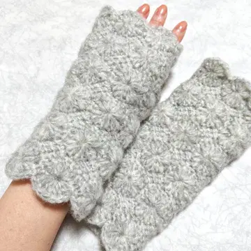 08 따뜻한 핸드 워머 실버 라메 핸드메이드 그레이 장갑