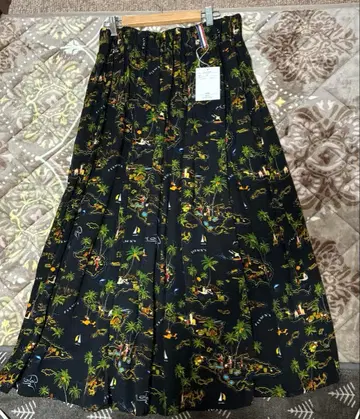 PERSON'S 풍경 무늬 플레어 롱 스커트