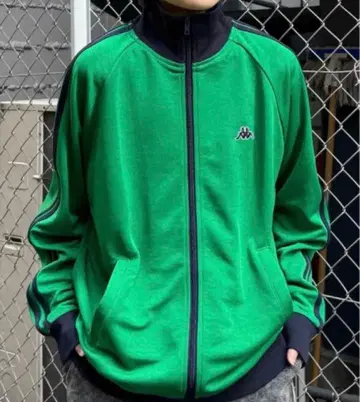 그린 집업 저지 사이드 스트라이프 kappa