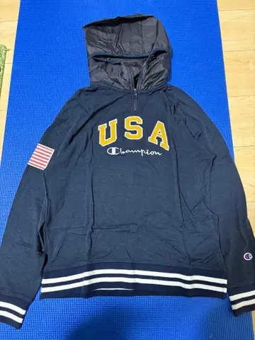 Champion USA 후드 부착 후드티 M 네이비