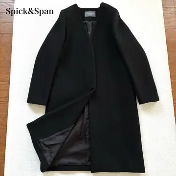 Spick & Span 스픽 앤 스팬 노카라 롱 코트 블랙 M