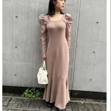 오간자 슬리브 머메이드 니트 원피스