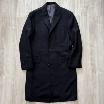 [ 새상품급 ] 투모로우랜드 캐시미어 혼방 체스터 코트 블랙 44 헤링본