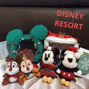 디즈니 리조트 눈부신 크리스마스 선물 박스 리스 봉제 인형