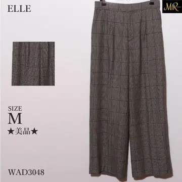 새상품급 ELLE 엘르 팬츠 와이드 팬츠 체크 무늬 하이웨스트 캐주얼