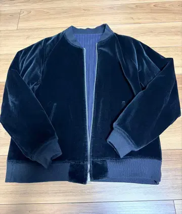 [ EDIFICE ] 리버서블 자켓 블랙 벨벳/네이비 스트라이프