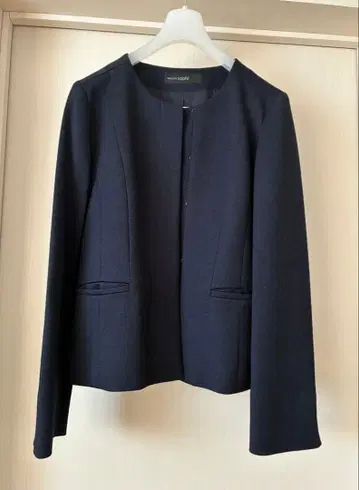 노카라 자켓 & 스커트 네이비