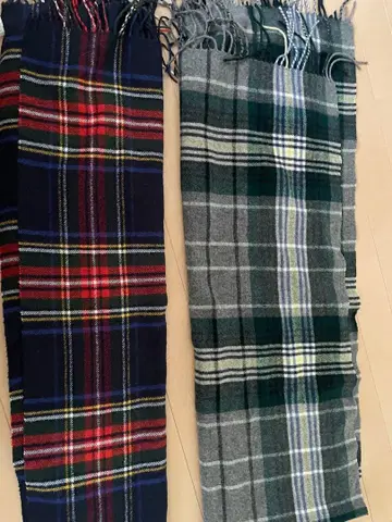 타탄 체크 머플러 네이비 그레이 2장 세트