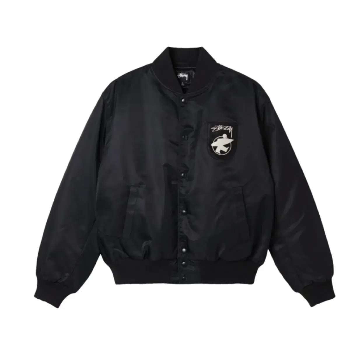 ジャケット・アウター Stussy X fragment varsity jacket BLACK org.jpg