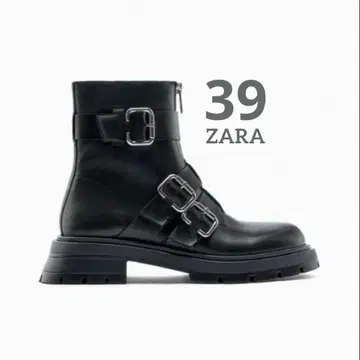 ZARA 가죽 앵클부츠 택 포함 미사용 새상품 블랙 39