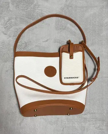 [ 새상품급 ] STARBUCKS 토트백 화이트 브라운 스마트폰 숄더