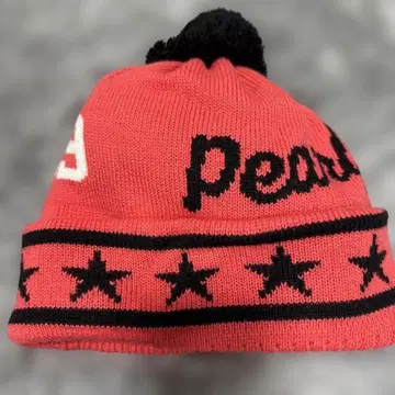 PEARL GATES 별 패턴 니트 모자 빨간색 89