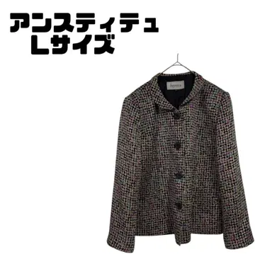 인텐션 실크 혼방 트위드풍 자켓 컬러풀 도트 무늬 (11호)