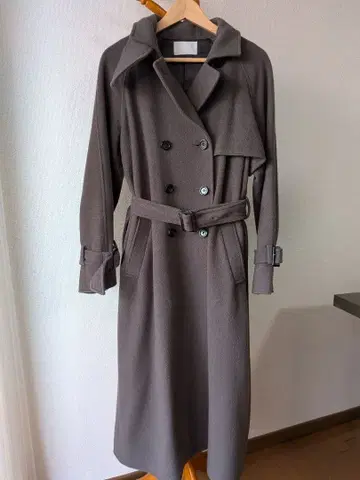 그레이지 트렌치코트 더블 브레스트 벨트 포함
