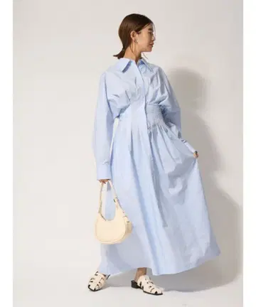 FRAY I.D 턱 허리 셔츠 원피스