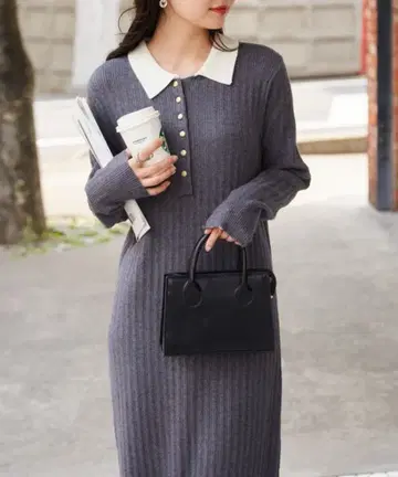 Ranan 리브 니트 폴로 원피스 택 포함 새상품