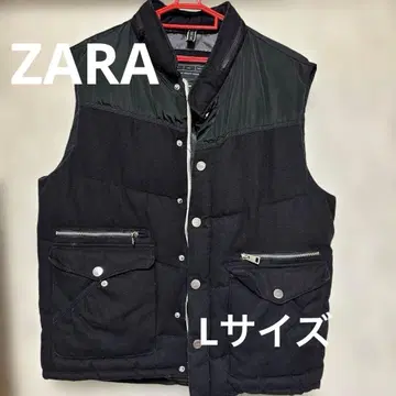남성용 ZARA 블랙 다운 베스트 스탠드 카라 [ L ]