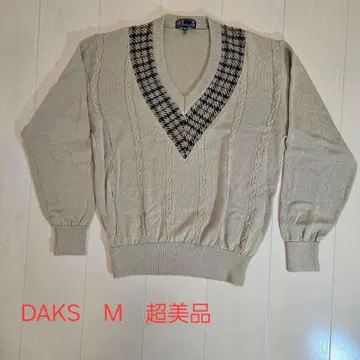DAKS LONDON M 베이지 V넥 니트 울 컨디션 최상