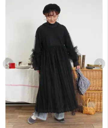 Samansa Mos2 SM2 튤 원피스 블랙