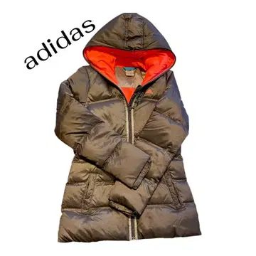 adidas 후드 부착 다운 자켓 다크 그레이/오렌지