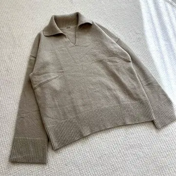 미라 오웬 스키퍼 카라 부착 니트 풀오버 베이지 사이즈 1