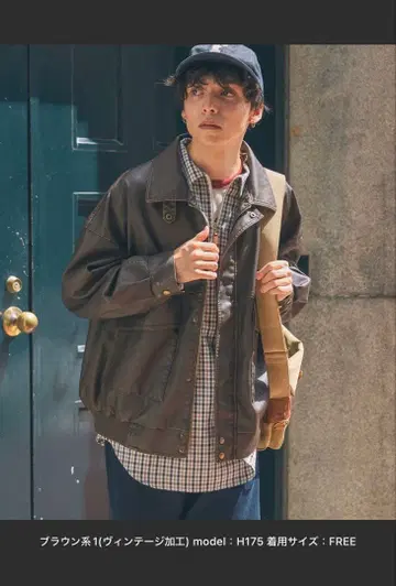 브라운 가죽 자켓 M