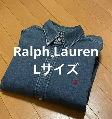 스테디셀러 랄프 로렌 데님 셔츠 빨간색 자수 포니 L 빅 사이즈 90s