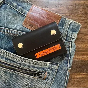 3단 폴더형 지갑 소가죽 가죽 핸드메이드 블랙 컴팩트 지갑