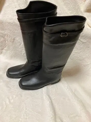 가죽 롱 부츠 블랙 25.0cm EEE