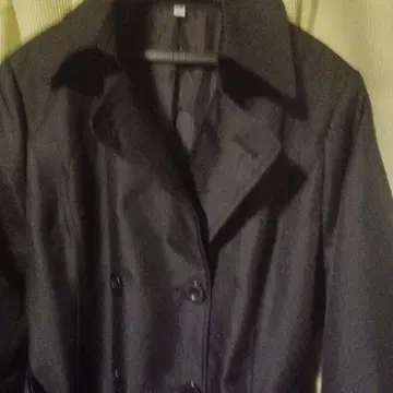 블랙 더블 코트 벨트 포함 발수 가공 빅 사이즈